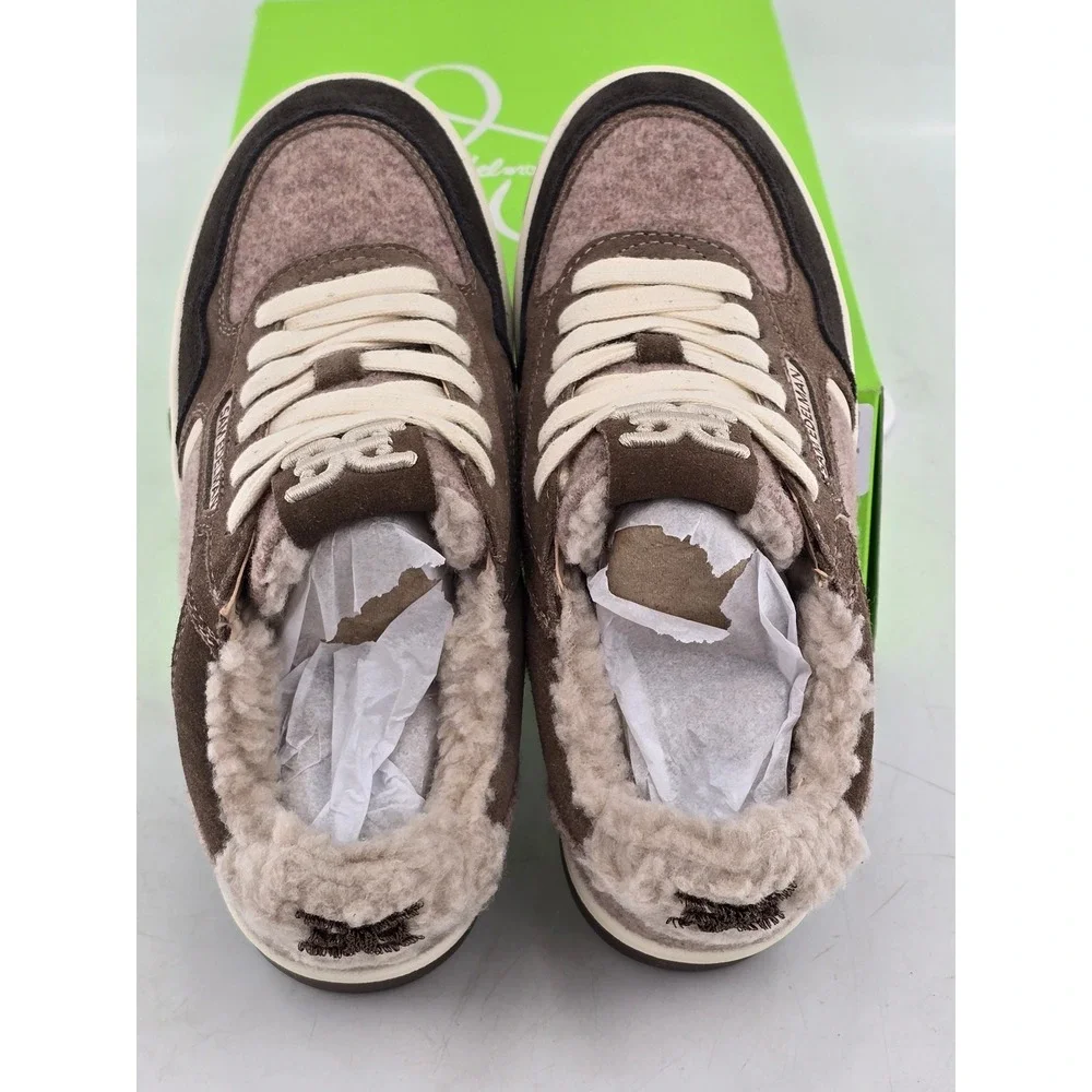 Sam Edelman Harper Cozy Sneakers Womens 5.5 Taupe Faux Fur Trim - NEW